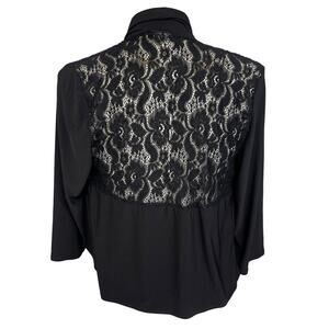 Michelle Lynn Women's Large 3/4 Sleeve Crop Black Floral Lace Back Cardigan